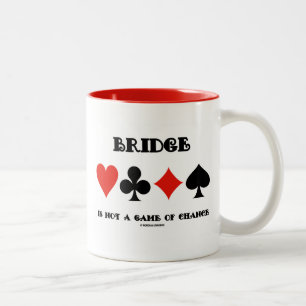 Bridge is geen kansspel (vier Kaart pakken) Tweekleurige Koffiemok