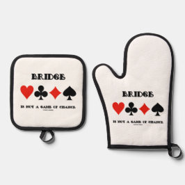 Bridge is geen spelletje voor de keuze van vier ka ovenwant & pannenlap set