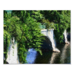 Bridge of Flowers Impressionist Photo Painting Foto Afdruk