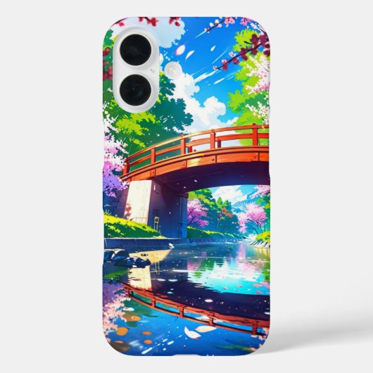 Bridge Over Blossoms – Levendige Anime Spring Case-Mate iPhone Case (Achterkant)