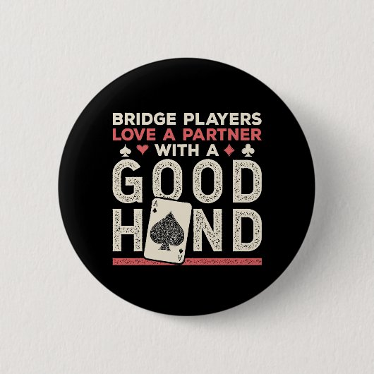 Bridge Player Joke Partner Goede Hand Ronde Button 5,7 Cm (Voorkant)