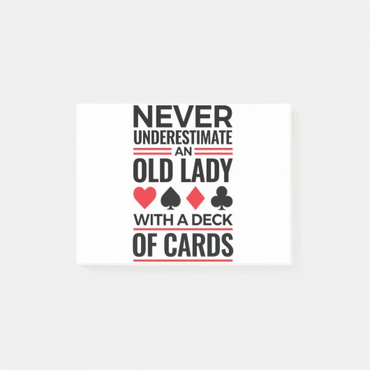 Bridge Player onderschat nooit oude Lady-kaarten Post-it® Notes (Voorkant)