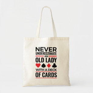 Bridge Player onderschat nooit oude Lady-kaarten Tote Bag