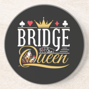 Bridge Queen Kaart Spel Vrouwen Zandsteen Onderzetter