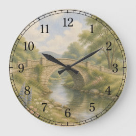 Bridge & River Wall Clock — Scenic Landscape Desig Grote Klok