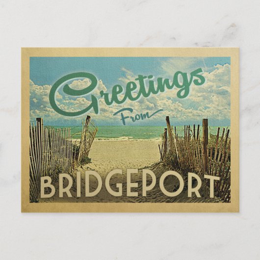 Bridgeport Beach Vintage Travel Briefkaart (Voorkant)
