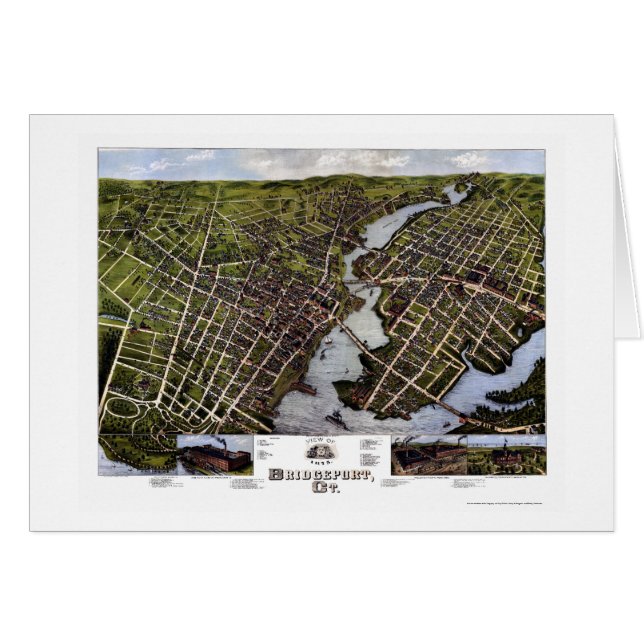 Bridgeport, carte panoramique de CT - 1875 (Devant horizontal)