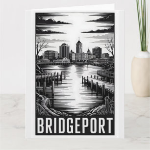 Bridgeport Connecticut Silhouette Zwart Wit Houtsn Kaart