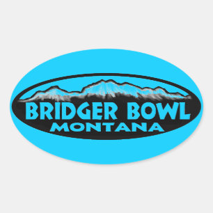 Bridger Bowl Montana blauwe ovale stickers