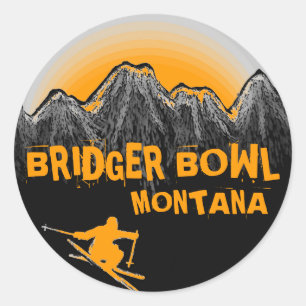 Bridger Bowl Montana oranje skiestickers Ronde Sticker