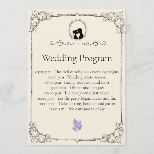 Bridgerton Inspired Regency Society Wedding Programma (Voorkant)