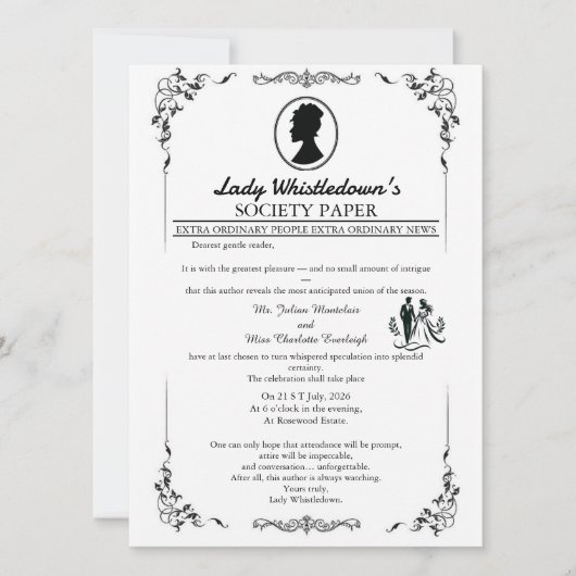 Bridgerton Wedding Invitation – Regency Style   (Devant)