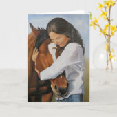 Bridget en haar Rescue Horse Art Wenskaart Kaart (Gele Bloem)