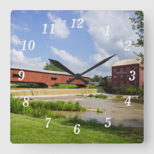 Bridgeton Bridge en Mill Wandklok Vierkante Klok