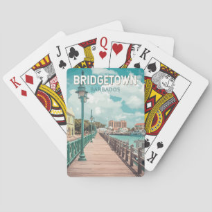 Bridgetown Barbados Illustratie Reis Kunst Retro Pokerkaarten