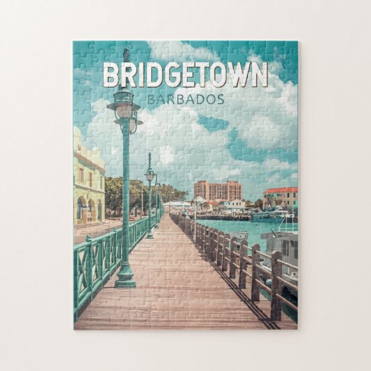 Bridgetown Barbados Illustratie Reizen Art Retro Legpuzzel (Verticaal)