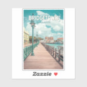 Bridgetown Barbados Illustratie Reizen Art Retro Sticker (Vel)