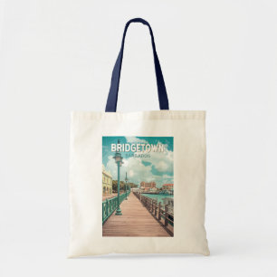 Bridgetown Barbados Illustratie Reizen Art Retro Tote Bag