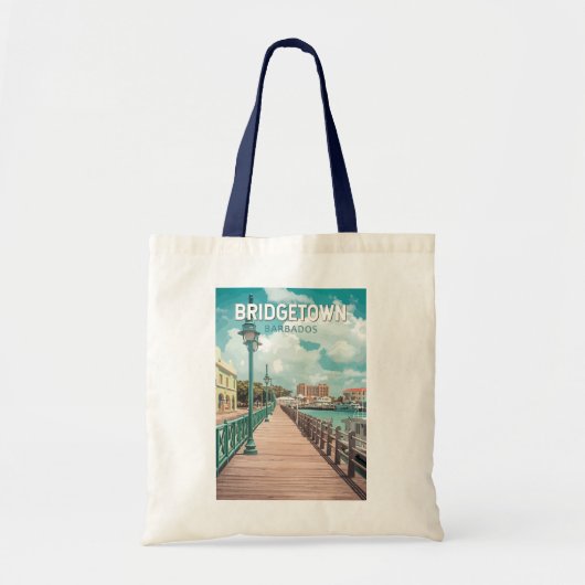 Bridgetown Barbados Illustratie Reizen Art Retro Tote Bag (Voorkant)