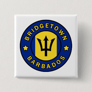 Bridgetown Barbados Vierkante Button 5,1 Cm