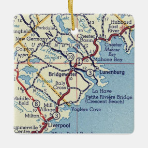 Bridgewater NS Map Keramisch Ornament