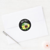 Brie-rex Funny Cheese TRex Pun Dark BG Ronde Sticker (Envelop)
