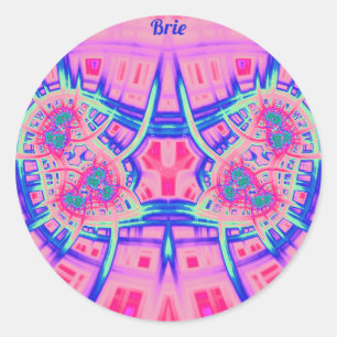 BRIE ~ Roze Blauw en Groen BRIGHT FUN! ~ Klassiek Ronde Sticker