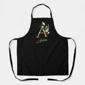 Brief A monogram groen eucalyptusgoud Schort (Voorkant)