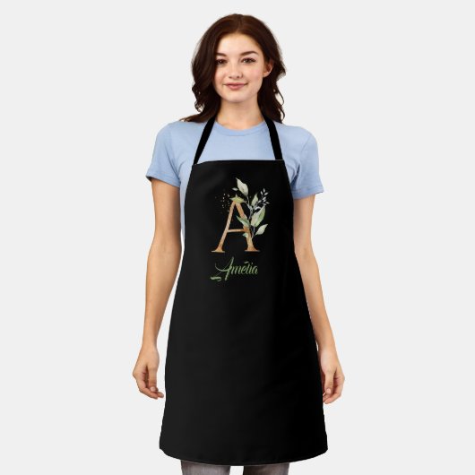 Brief A monogram groen eucalyptusgoud Schort (Gedragen)