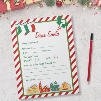Brief aan de Kerstman - Candy Cane-dorp Notitieblok