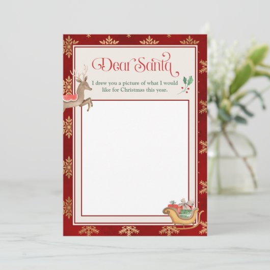 Brief aan de Santa sjabloon. Een afbeelding sjablo Kaart (Staand voorkant)