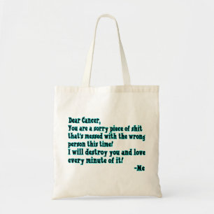 Brief aan kanker tote bag