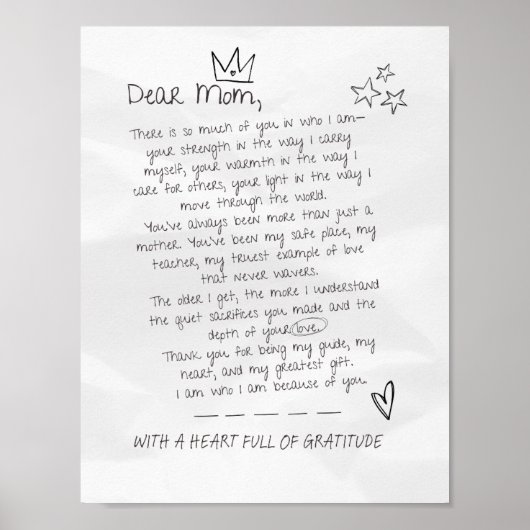 Brief aan mama poster (Voorkant)