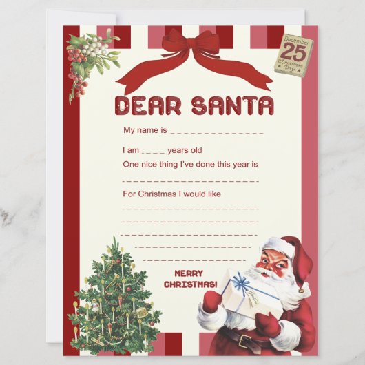 brief aan Santa Christmas Wish List Paper (Voorkant)