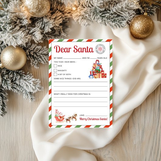 Brief aan Santa Kinder Brief aan Santa Printable