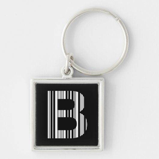 BRIEF B BAR CODE Eerste Initiaal Barcode Patroon Sleutelhanger (Voorkant)