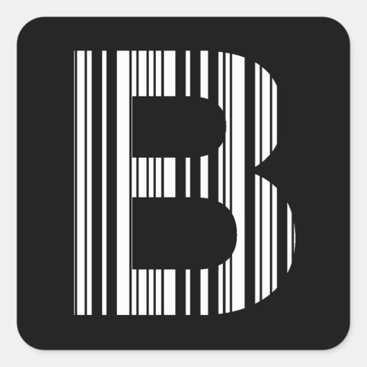 BRIEF B BAR CODE Eerste Initiaal Barcode Patroon Vierkante Sticker (Voorkant)