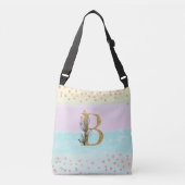 *~ BRIEF - B Monogram Gold Glitter Pastel Colors Crossbody Tas (Voorkant)