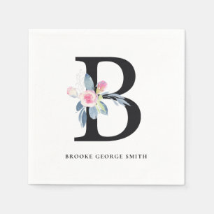 BRIEF B. ZACTE ZWART BLAUW BLACK FLORAL ALPHABETS SERVET