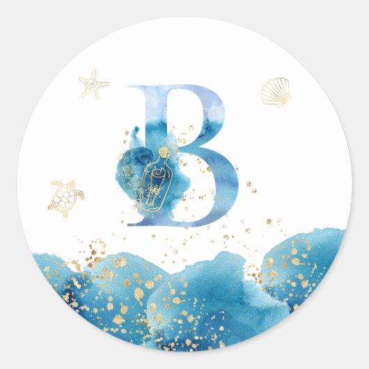 *~* BRIEF B - Zee Ocean Beach Envelope Sticker (Voorkant)