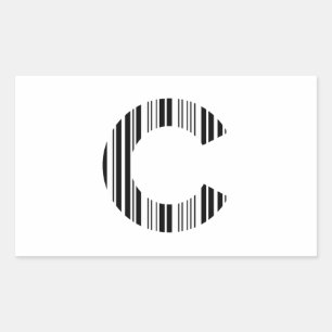 BRIEF C BAR CODE Eerste Initiaal Barcode Patroon Rechthoekige Sticker