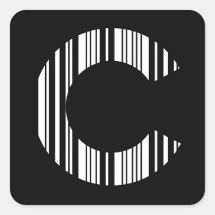 BRIEF C BAR CODE Eerste Initiaal Barcode Patroon Vierkante Sticker