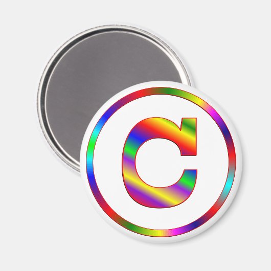 Brief C Regenboog Magneet (Voorkant / Achterkant)