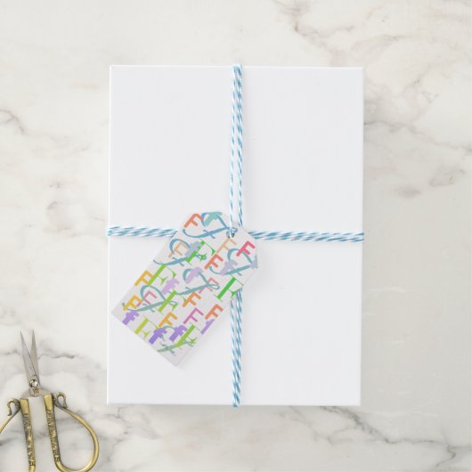 Brief Confetti "F" Cadeaulabel (Met Touw)
