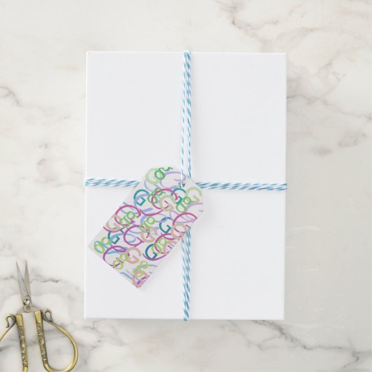 Brief Confetti "G" Cadeaulabel (Met Touw)