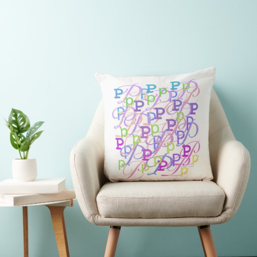 Brief Confetti "P" Worp Kussen (Stoel)
