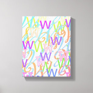 Brief Confetti "W" Canvas Afdruk