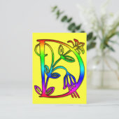BRIEF D COLORFUL FLORAL MONOGRAM BRIEFKAART (Staand voorkant)