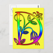 BRIEF D COLORFUL FLORAL MONOGRAM BRIEFKAART (Voorkant / Achterkant)