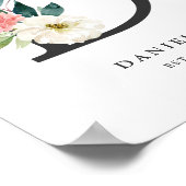 Brief D Monogram Waterverf Perzik Florals Nursery Poster (Hoek)